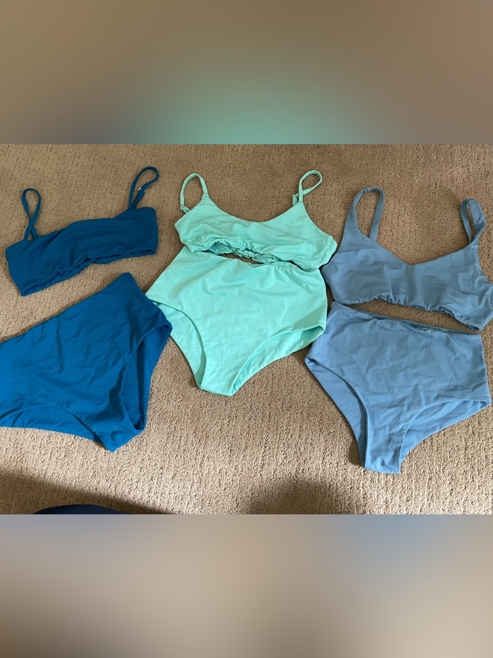 Gemini Mountain Swimwear Blue & Aqua One-Piece Swimsuits